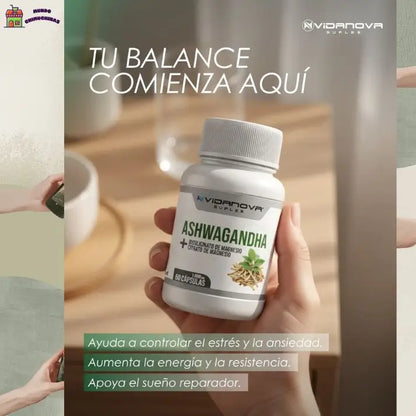 Ashwagandha + Bisglinato y Citrato de Magnesio 1000mg 60 CAPS