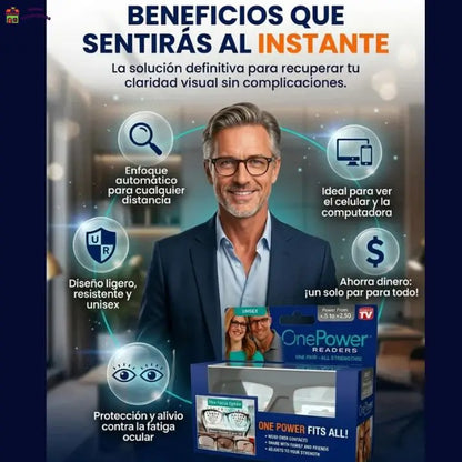 Lentes One Power Readers - Ve Claro Al Instante, Sin Cambiar De Gafas