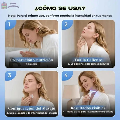 Pack Masajeador Cuello y Cara Antiedad Led + Serum Vitamina C