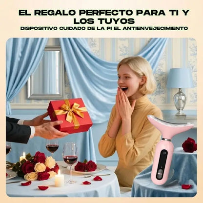 Pack Masajeador Cuello y Cara Antiedad Led + Serum Vitamina C
