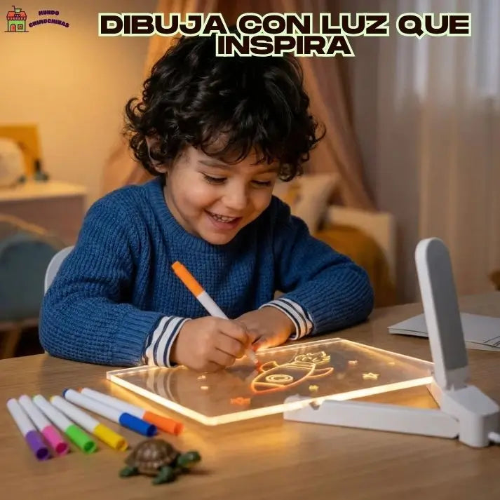 Pizarra Mágica Led - Dibujos que brillan 👉Incluye lápices de colores