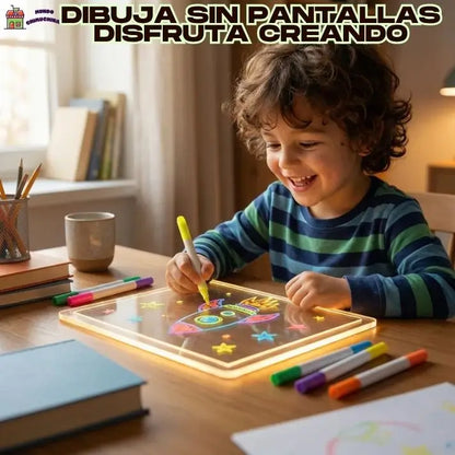 Pizarra Mágica Led - Dibujos que brillan 👉Incluye lápices de colores