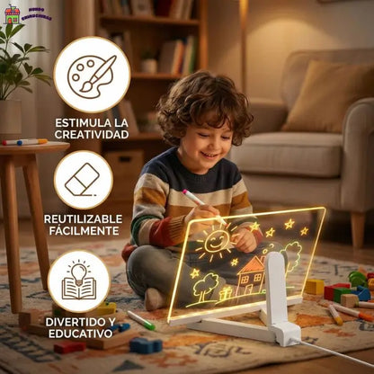 Pizarra Mágica Led - Dibujos que brillan 👉Incluye lápices de colores