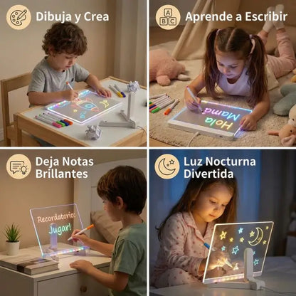 Pizarra Mágica Led - Dibujos que brillan 👉Incluye lápices de colores