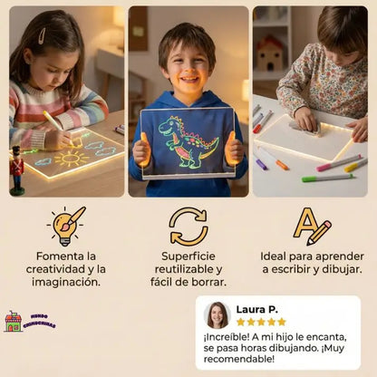 Pizarra Mágica Led - Dibujos que brillan 👉Incluye lápices de colores