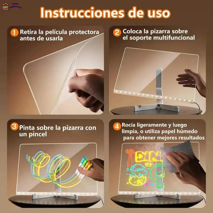 Pizarra Mágica Led - Dibujos que brillan 👉Incluye lápices de colores