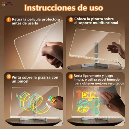 Pizarra Mágica Led - Dibujos que brillan 👉Incluye lápices de colores