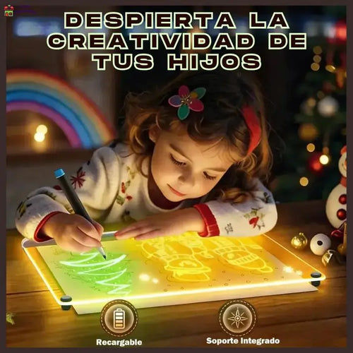 Pizarra Mágica Led - Dibujos que brillan 👉Incluye lápices de colores