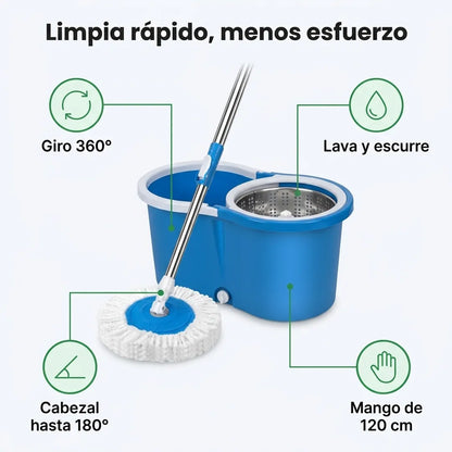 Mopa Giratoria 360 - Limpia rápido con menos esfuerzo